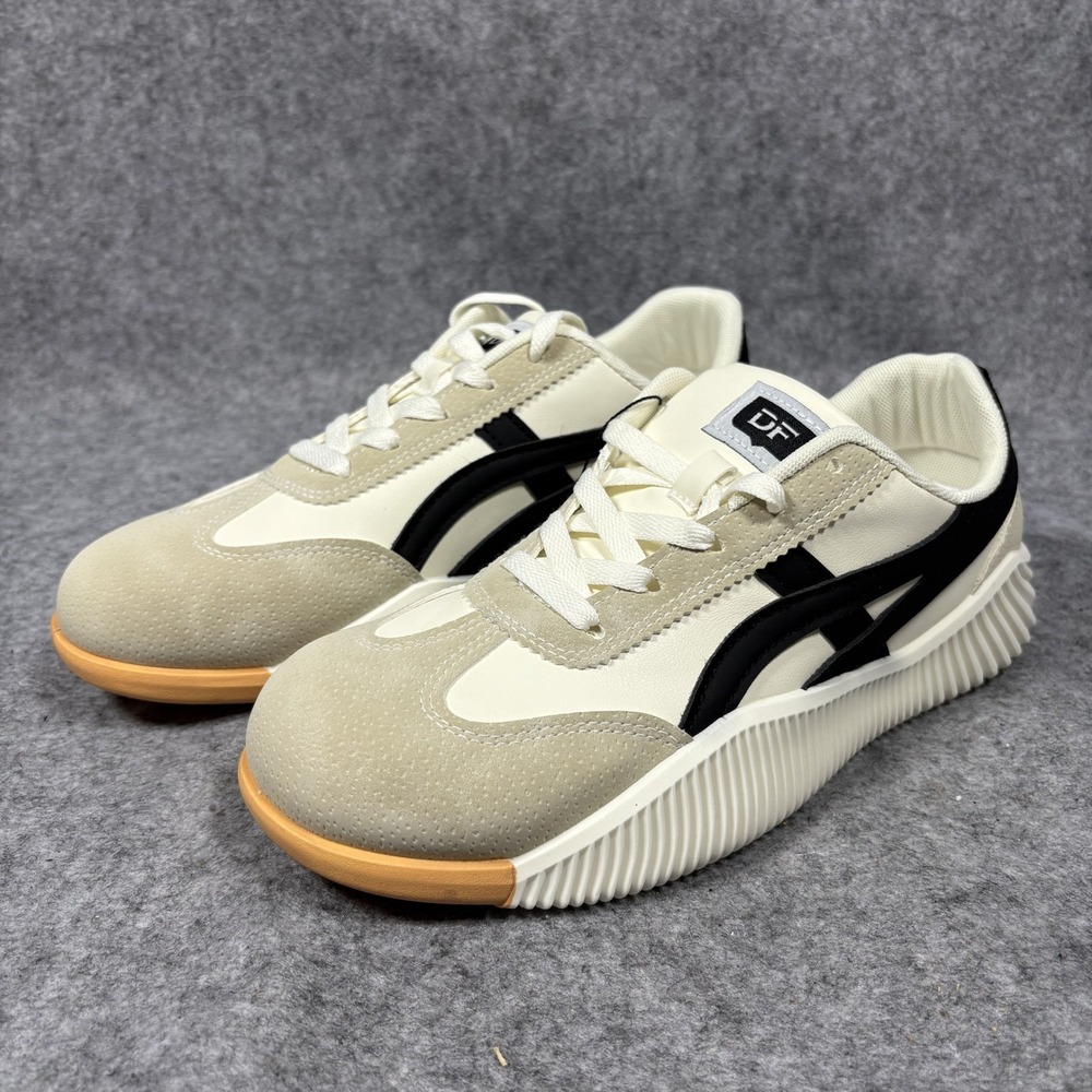 De Florance Low Top Sneakers 9.5 Cream Black Italian Design Platform Sole